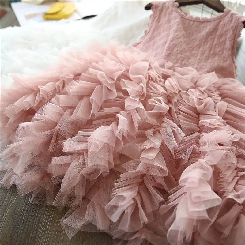 Summer Casual All Match Kawaii Girls Party Dress Patchwork Sleeveless Layered Dress Embroidered Ball Gown Chic Costumes for Kids