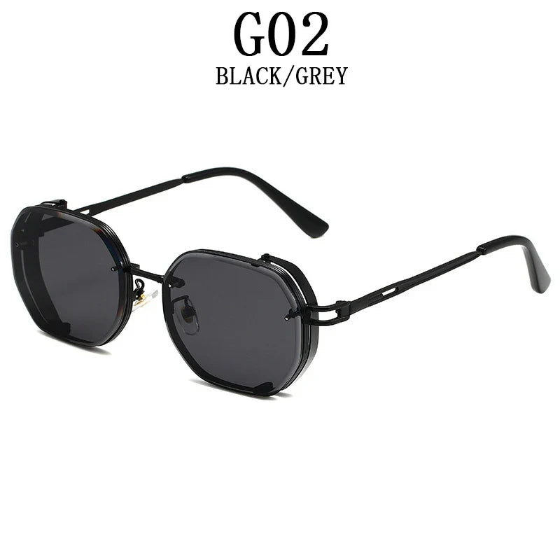 Square Punk Sunglasses For Men 2023 Luxury Steampunk Vintage Fashion Glasses Retro Shades Lunette De Soleil Homme Gafas De Sol