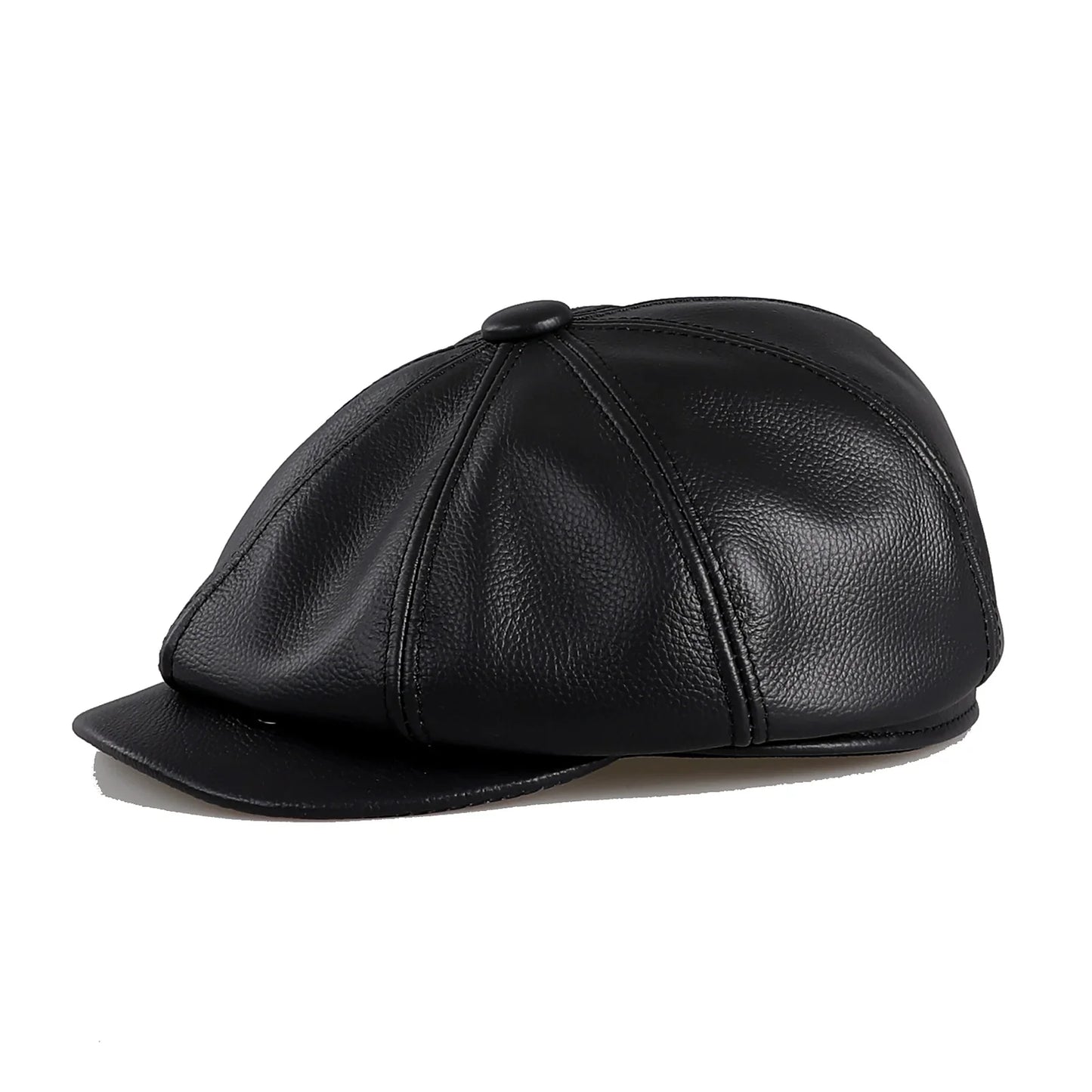 Men's Newsboy Flat Cap 100% Genuine Cowhide Leather Gatsby Ivy Golf Cabbie Driving Hat 8 Panels Classic Design