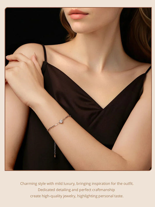 Bracelet Moissanite 1 carat avec six griffes, chaîne de poignet réglable en argent sterling 925 pour femmes, cadeau d'anniversaire pour épouse et maman