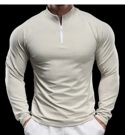 Autumn Sports Fitness Top Men Running Training Long-sleeved T-shirts Sweaters Stand-up Collar Quick-drying Breathable Clothes