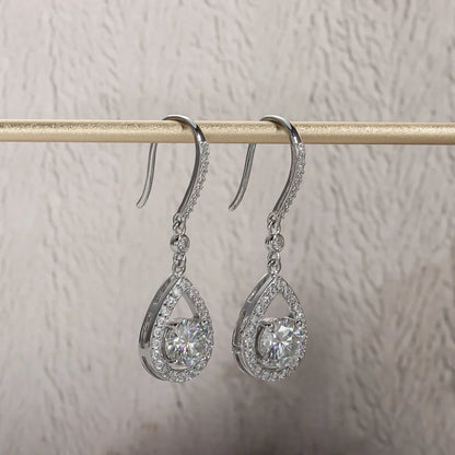 1ct D Color Moissanite Drop Teardrop Shape Earrings 925 Sterling Silve Hook Earrings for Woman Jewelry Gifts Wholesale
