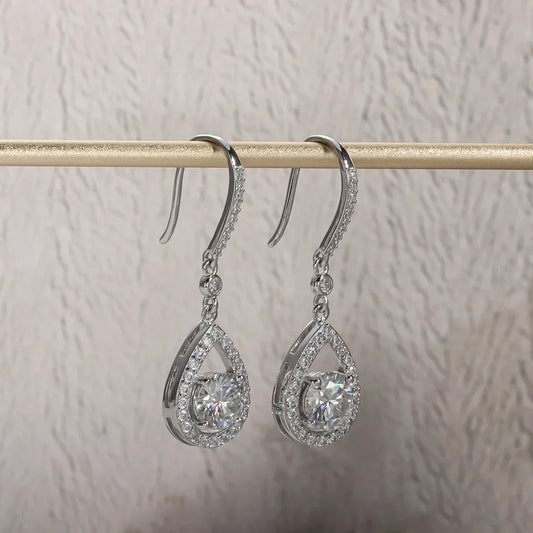 1ct D Color Moissanite Drop Teardrop Shape Earrings 925 Sterling Silve Hook Earrings for Woman Jewelry Gifts Wholesale