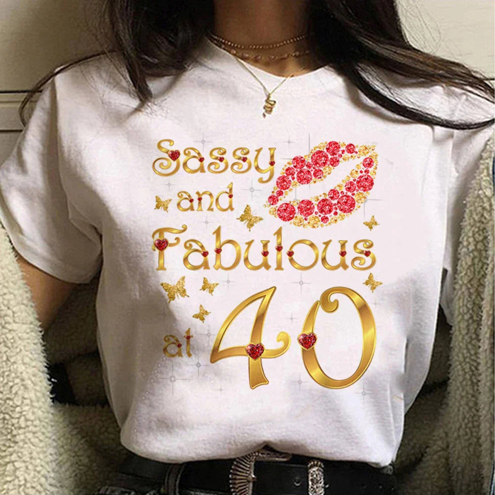 40 Ans 40th Years Birthday t shirt women Y2K Japanese Tee female graphic comic clothing