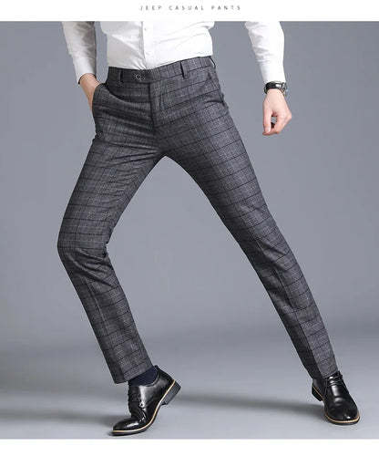 Autumn New Men's Suit Pants, Asian Sizes Office Trousers, Available in Blue, Red, Gray, and Black.
