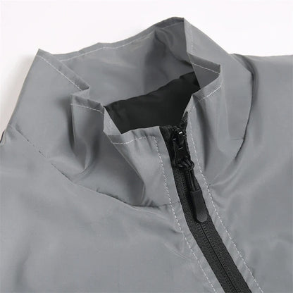 Night Reflective Jacket Men's Spring Casual Stand Collar Outdoor Windproof Jogger Cycling Safety Bright Coats Hip Hop Streetwear