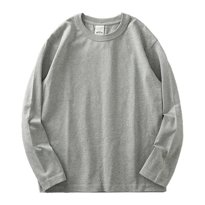 11.2 Oz Heavyweight Autumn Long Sleeved T Shirt for Men 100%Cotton Plain Shirt O-Neck White Tops Oversized Men's Clothing