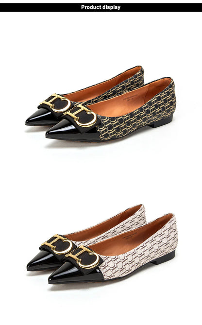 Women's Lefu Shoes New Spliced Pointed Anti slip Flat Casual Shoes Business Shoes