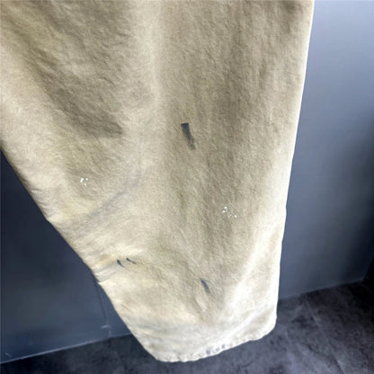 ‌Japanese Premium Vintage Distressed Paint Splash Cargo Pants Men Streetwear Loose Casual Straight Leg Haram Trousers Trendy
