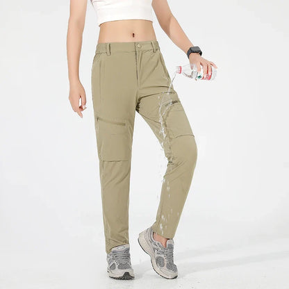 Hiking Pants Women 4-Way Stretch Waterproof Summer Cargo Pants Trekking Climbing Camping Outdoor Sports Mountain Trousers