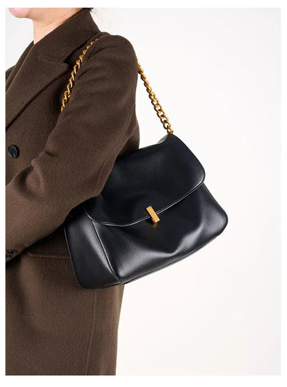 Genuine Leather Large Chain Shoulder For Women 2026 Luxury Designer Office Messenger Bags Satchel Cow Ladies Handbags