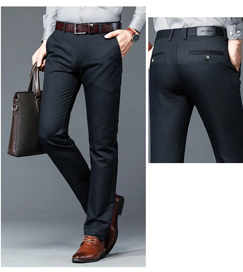 6 Colors Male Autumn Winter Casual Pants Chic Straight Formal Office Luxury Trousers Fashion Elastic Men Business Suit Pants