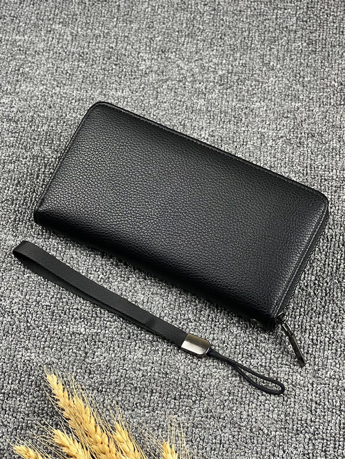 Business style long zipper wallet with multiple card slots, large capacity organizer clutch bag