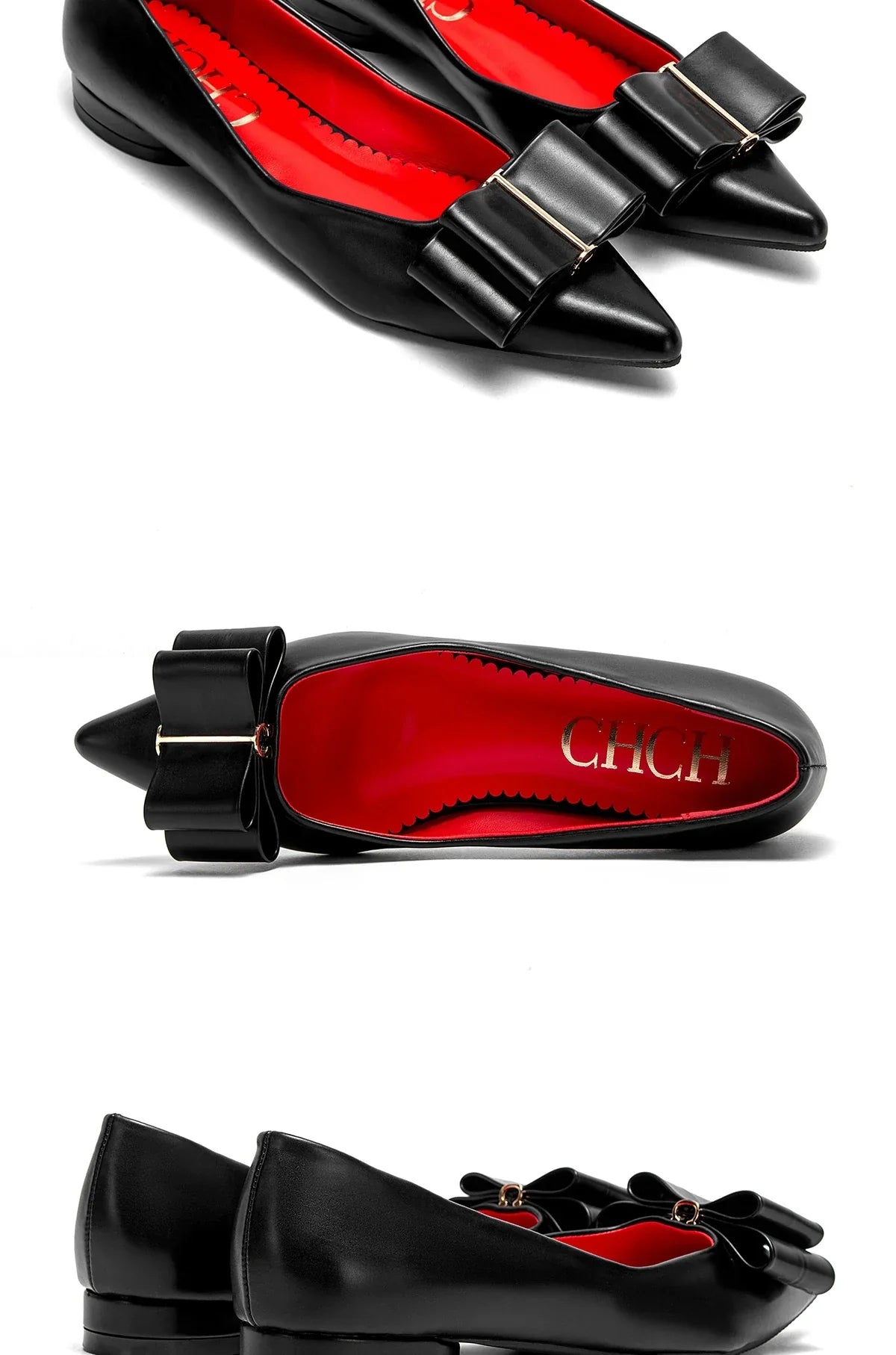Women's Shoes 2025 Luxury Brand New ListingPU Casual Flat Leather Shoes  Black Pointed Toe Lazy Shoes Bowknot
