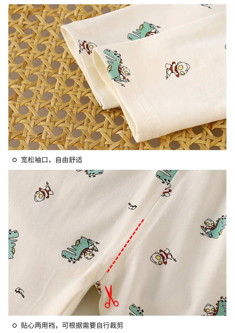 Kids Autumn Pajamas Sets Baby Boys Girls Cute Cartoon Print Long Sleeve O-neck T-Shirt Tops with Pants Toddler Casual Sleepwear