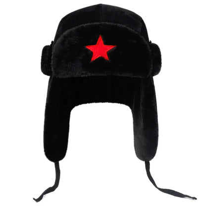 Russian bomber cap outdoor warm earmuffs men and women universal winter ski caps military badge thickened hats