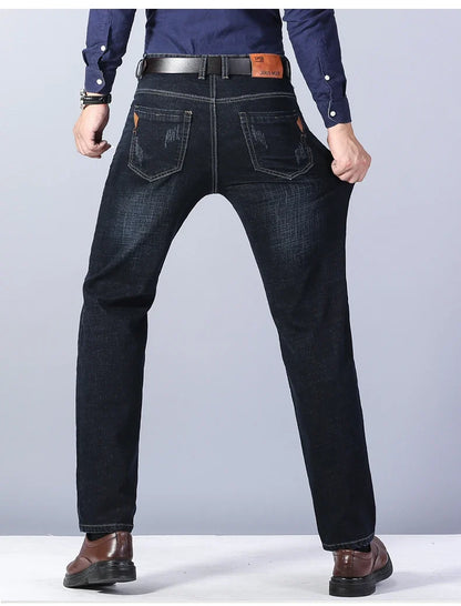 2026 Men's Slim Fashion Denim High Quality Male Pants Elastic Black Blue Leisure Jeans Brand Clothing