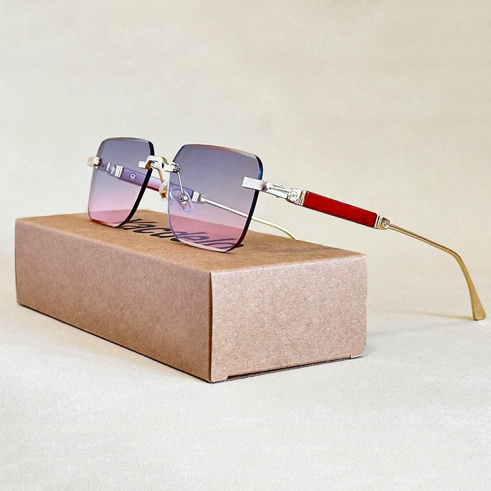Vintage Square Sunglasses For Men Rimless Sunglasses Women Trendy Retro Fashion Glasses Gafas De Sol Hombre Lunette Soleil Femme