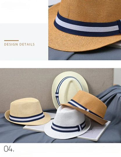 New Hat Men Summer Short Shading Fashion Jazz Gentleman Hat Middle-aged and Old Outdoor Leisure Joker Hat
