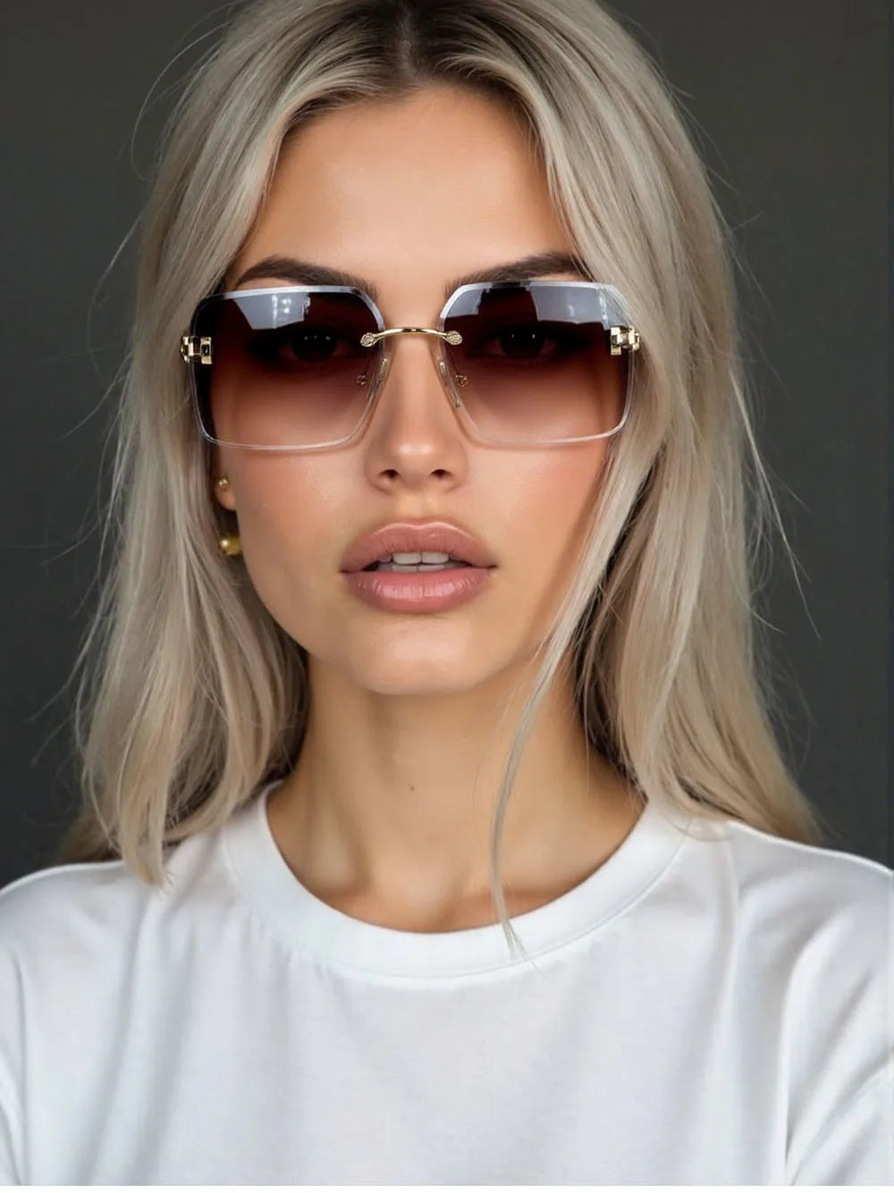 2025 Rimless Sunglasses Women Trendy Vintage Square Fashion Glasses Sunscreen Lentes De Sol Mujer Lunette Soleil Femme Zonnebril