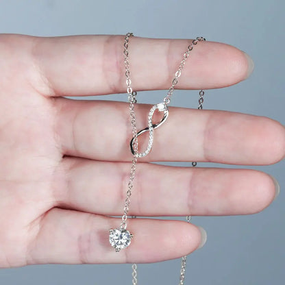 Certified Moissanite Heart Infinite Pendant Necklace Chain for Women S925 Sterling Silver Necklaces Fine Jewelry Gifts