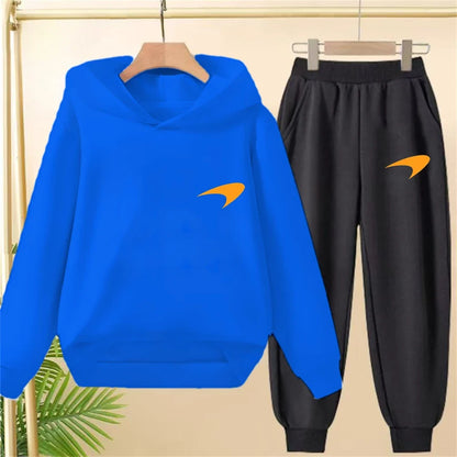 Children Hoodie print 3-12 Years Old Long-sleeved Boys Girls Toddler Coat Top+Pants Stylish Casual black Sweatshirt Set