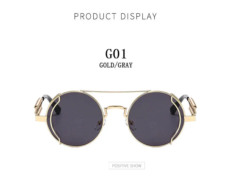 Punk Sunglasses For Men Designer Vintage Round Steampunk Fashion Glasses Retro Sunglasses Women 2024 Gafas De Sol Hombre Lunette