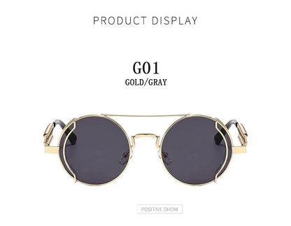 Punk Sunglasses For Men Designer Vintage Round Steampunk Fashion Glasses Retro Sunglasses Women 2024 Gafas De Sol Hombre Lunette