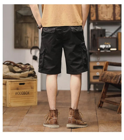 Men Summer New Multi Pocket Cargo Shorts Men Cotton Loose Breathable Fashion Trend Casual Versatile Five Points Pants Men Shorts