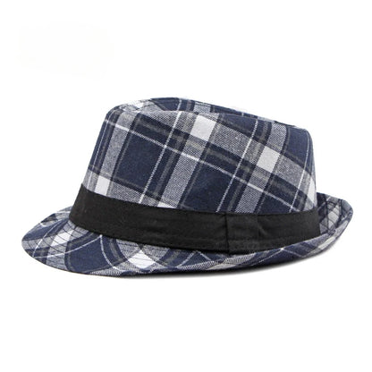 Spring/Summer Classic Versatile Checkered Top Hat Women's British Retro Jazz Fedoras for Men