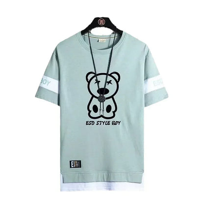 T-shirt for Men Short Sleeves Male T Shirts Korean Style Streetwear Print Harajuku Oversize T Shirt Casual Clothing Sleeve Tops