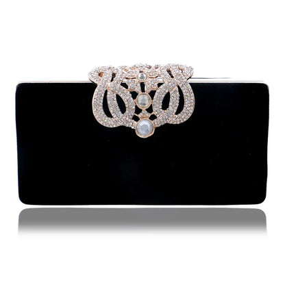 Fashion Women Bags Velvet Day Clutch Crown Diamonds Evening Bags Luxury 2023 Lady Handbags Party Wedding Female Purse