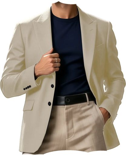 Men Blazer Jacket Single Breasted Notched Lapel Slim Fit Casual Business Suit Jacket Office Daily Wear Gentleman Sport Coat