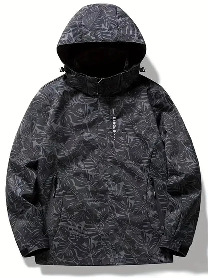 Men's Casual Lightweight Waterproof Windbreaker Jacket, Full Zip Up Hooded Shell Outdoor Hiking Coat For Autumn Size