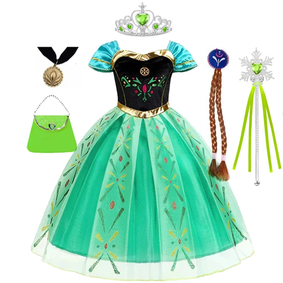 Elsa Dress for Girls Birthday Kids Halloween Carnival Easter Party Dress Up Girls Anna Costume