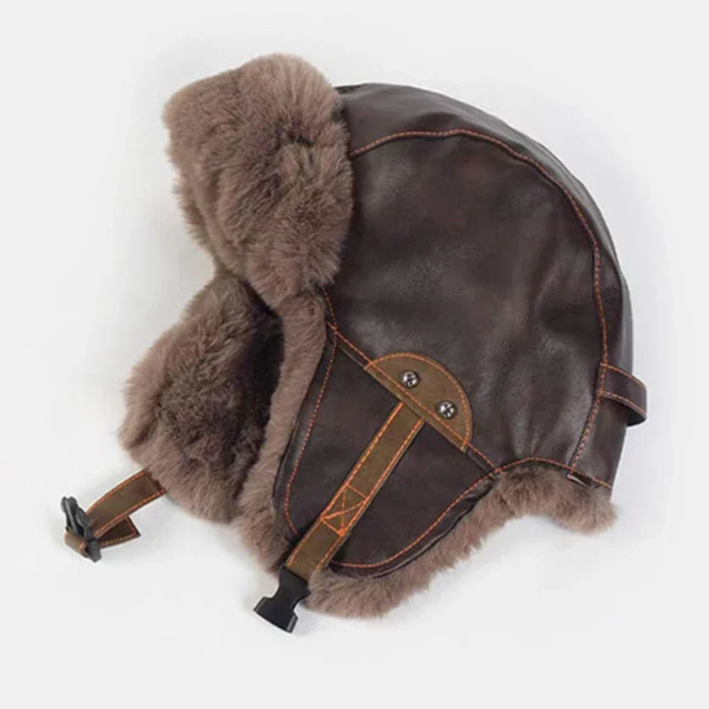 Bomber Hat New PU Leather Winter Hats for Men Women Waterproof Snow Ski Trapper Earflap Cap Male Female Russian Fur Hats