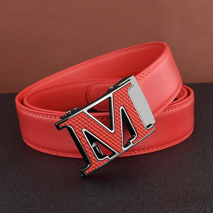 M letter Men Designer Belts High Quality White Luxury Brand Belt Automatic Buckl Cowskin Casual Waist Strap Ceinture Homme