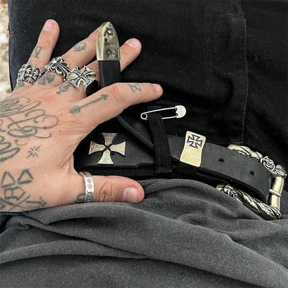 Punk New Gothic Y2K Women Men Belts Luxury Brand Goth Ladies Hip Hop Punk Rivet Skeleton Print Waist Belt Jeans Waistband