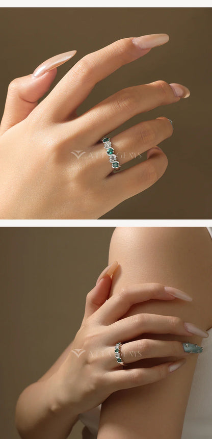 Light Luxury Lab Emerald Moissanite Rings Fashion Women Rings 925 Sterling Silver Ring Party Hot Statement Jewelry Gift
