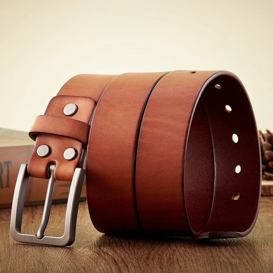 3.8CM Real Genuine Leather For Men High Quality Cowskin Casual Jeans Belts Business Cowboy Waistband Male Fashion Designer Belt