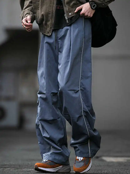 Korean Streetwear Waterproof Outdoor Utility Cargo Pants For Men Quick Dry Adjustable Hem Oversized Sport Casual Pants Trendy