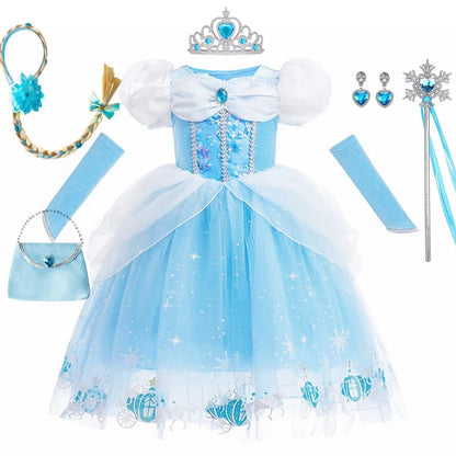 Cinderella Dress Kids Halloween Party Girls Princess Cosplay Costume Dress Up Carnival Christmas Fancy Children Clothing