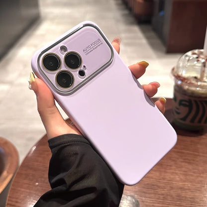 For iPhone 17 Pro Max Case Pink Large Window Liquid Silicone Solid Color Full Lens Shockproof with iPhone 16 15 14 13 12 11