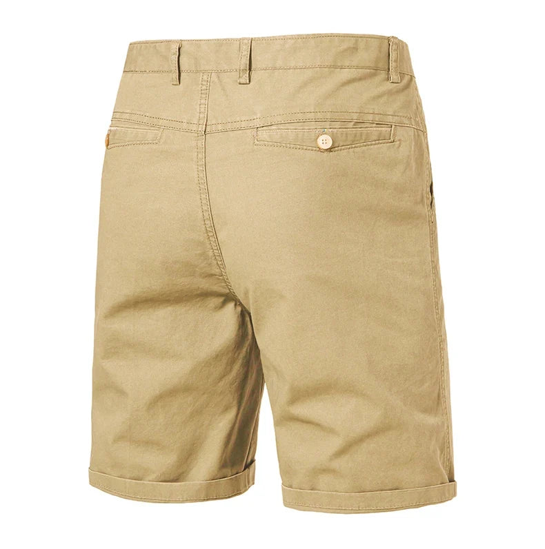 Men Casual Cotton Shorts Golf Dress Shorts Light Weight Sports Casual Knee Shorts Men's Bermuda
