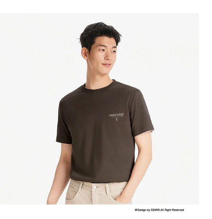 Men Tshirt Soft Print Letter Embroidered Crew Neck 2026 Summer Casual Style Comfortable Fashion Breathable All Match Top