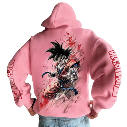2026 Dragon Ball Retro Anime Hoodie, Son Goku Print Men's Pure Cotton Hoodie, Casual Loose Sports Daily Version Y2K Style