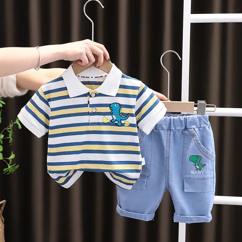 New Summer Baby Girls Clothes Suit Children Boys Striped T-Shirt Shorts 2Pcs/Sets Toddler Casual Cotton Costume Kids Tracksuits