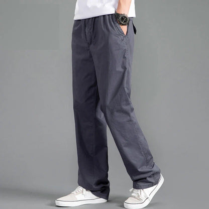 Men's Overalls Cotton Cargo Pants Casual Sports Sweatpants Stretch Waist Work Utility Dungarees Black Gym Jogger Trousers