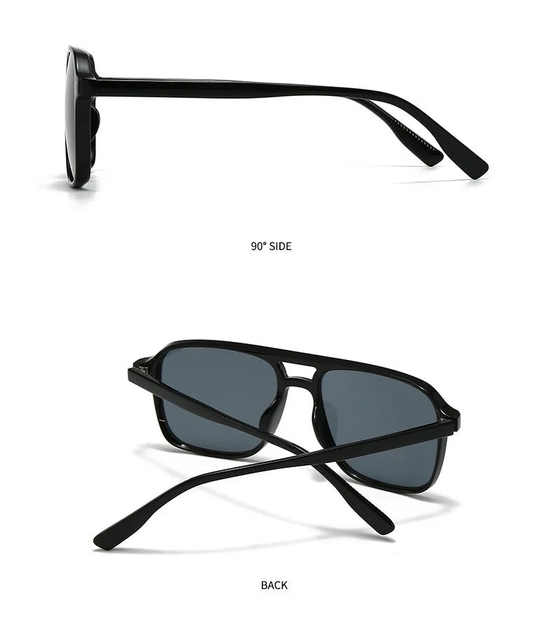 2026 Ins Retro Double Bridge Square Women Sunglasses Fashion Leopard Print Gradient Lenses Men Trend Gafas De Sol UV400