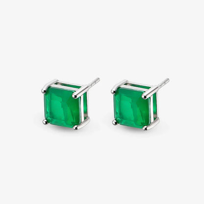 7*7mm emerald Stud Earrings for Women S925 Sterling Silver Lab Paraiba Tourmaline Gemstone Wedding Earrings Fine jewelry